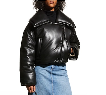Jamie Faux-Leather Oversized Puffer Jacket