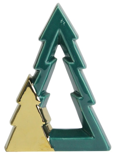 Green and Gold Cut-Out Christmas Tree Decoration