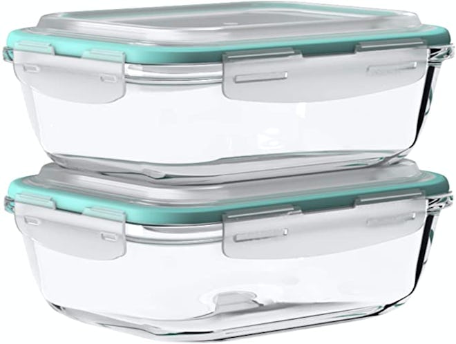 Vallo Large Glass Food Storage Container with Snap Lock Lids