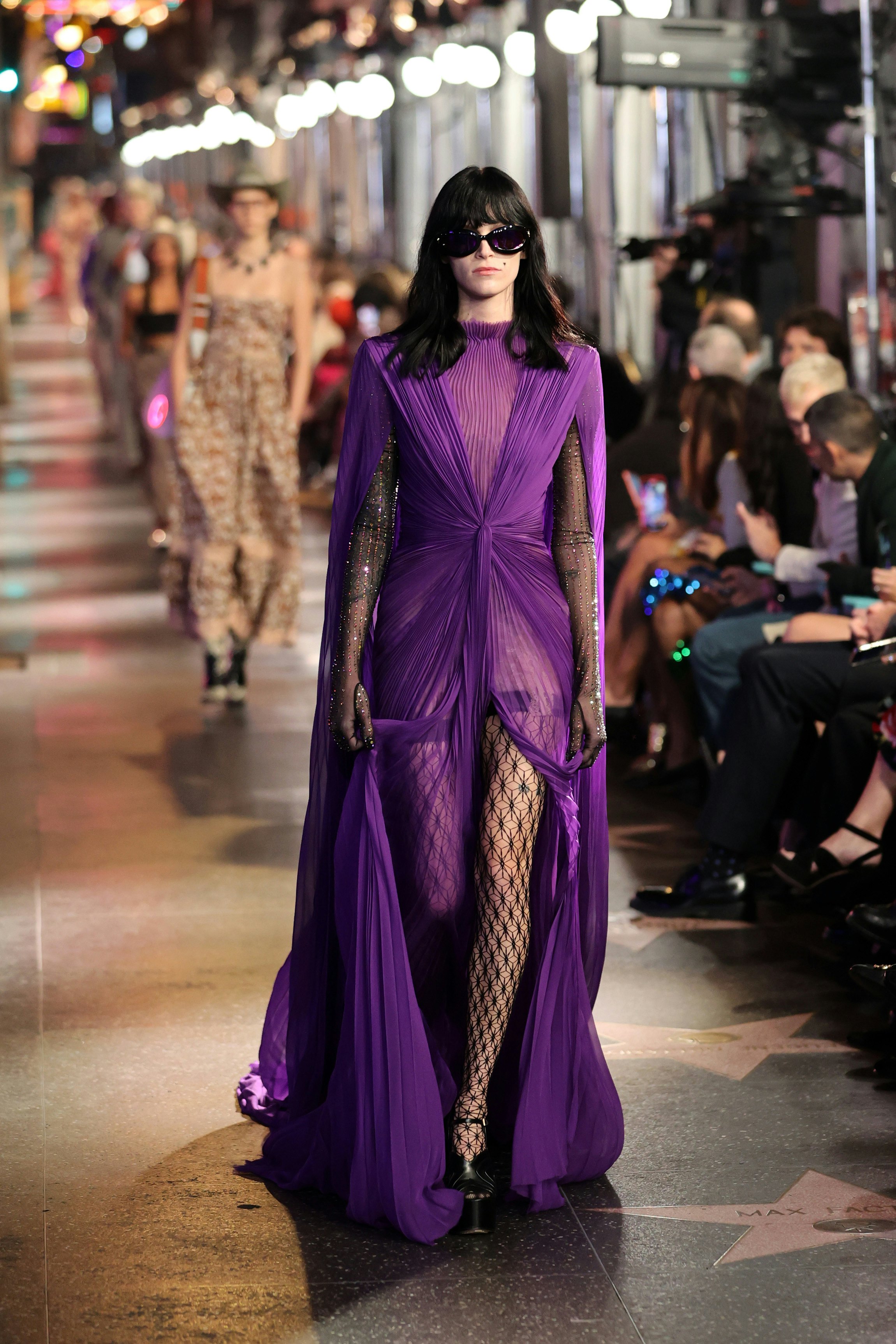 purple gucci dress