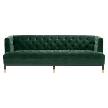 Eichholtz Castelle Modern Classic Green Velvet Tufted Sofa