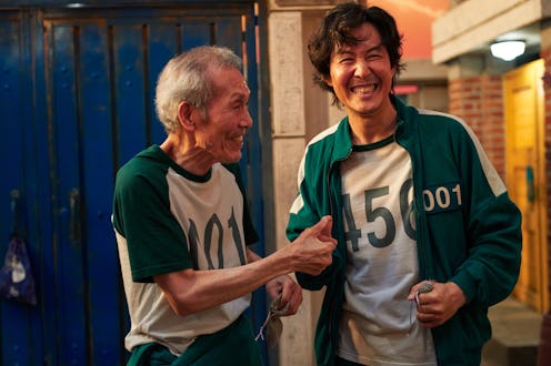 Player 001 and Player 456 in 'Squid Game' on Netflix.