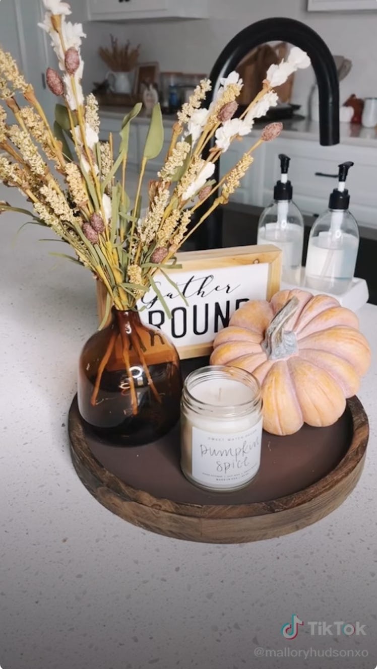 It's so easy to make a Thanksgiving kitchen centerpiece with this TikTok decor hack.