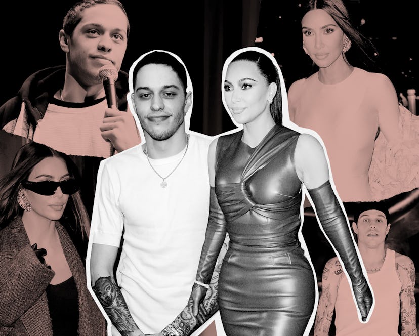 Collage of Kim Kardashian and Pete Davidson photos