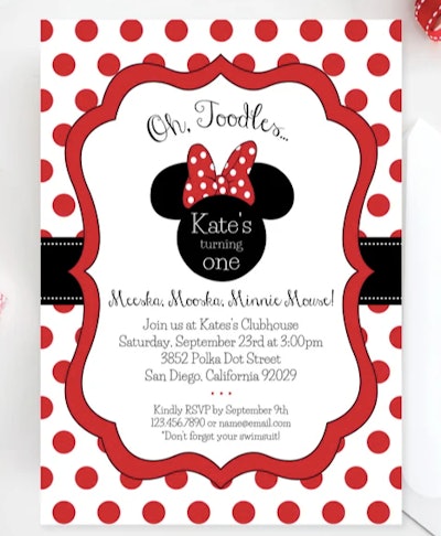 Red Minnie Mouse downloadable invitation