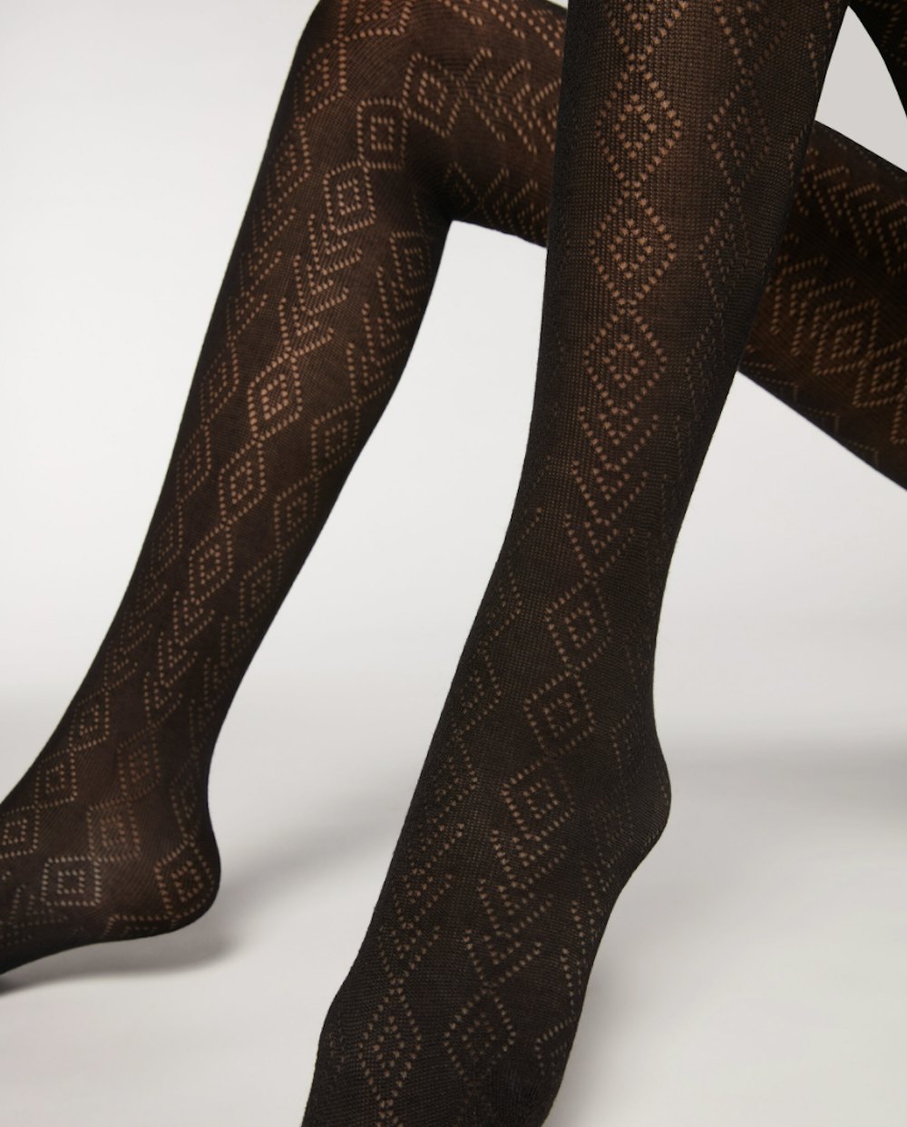 Diamond Pattern Tights with Cashmere