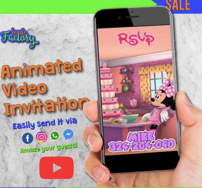 Animated Video Minnie Mouse invitation