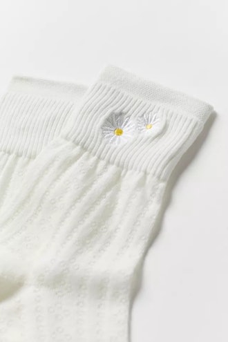 Pointelle Daisy Quarter Sock