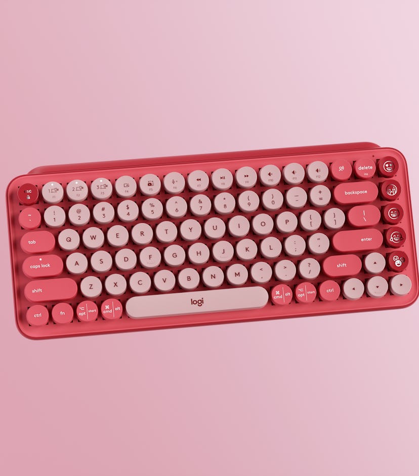 Logitech Pop Keys keyboard in coral pink