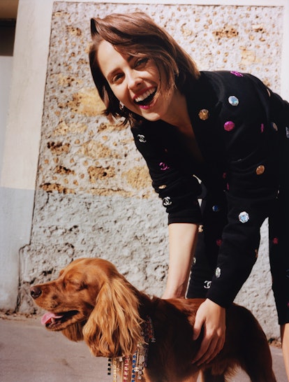 Pauline Chalamet with dog