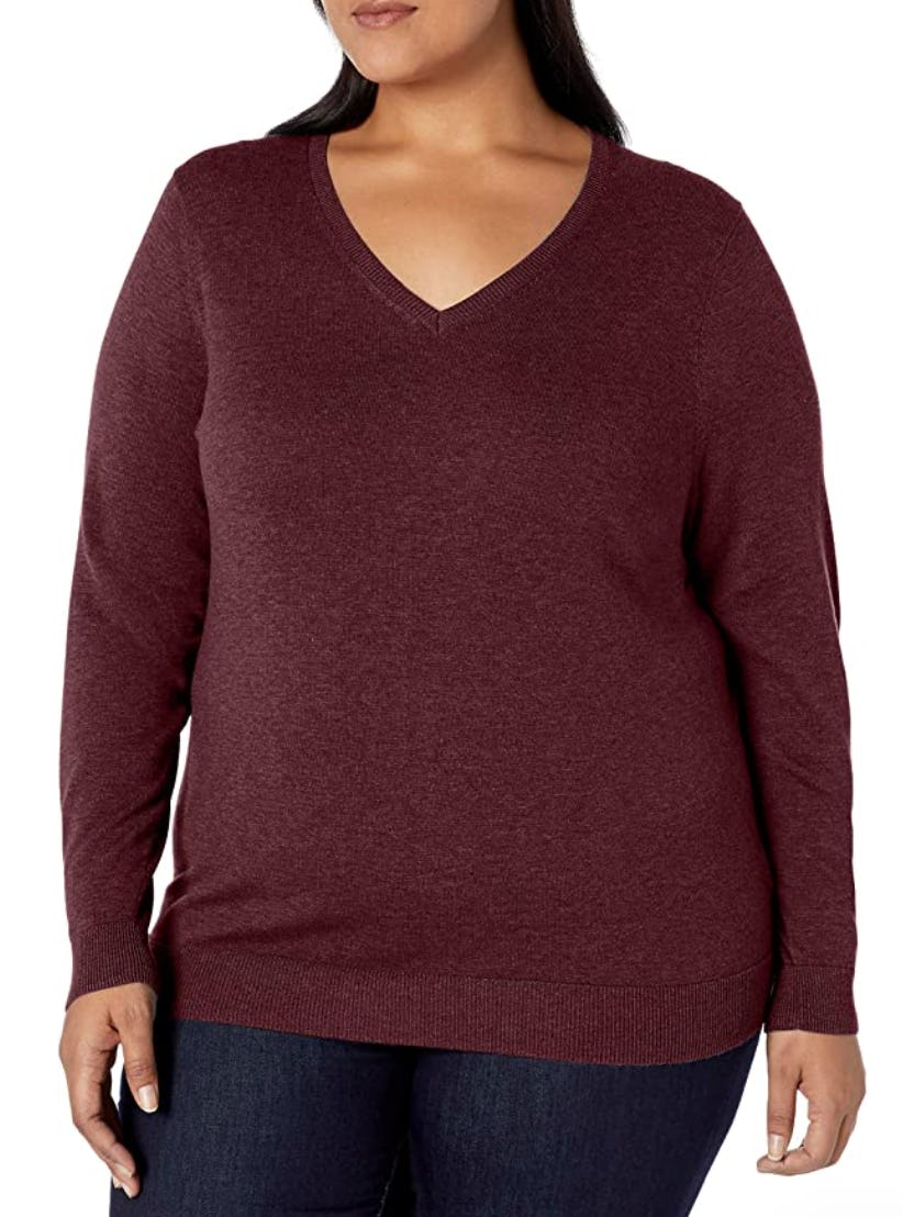 Amazon Essentials Lightweight V-Neck Sweater, Plus Size