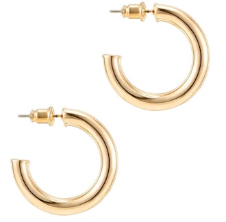 PAVOI 14K Gold Colored Chunky Open Hoops