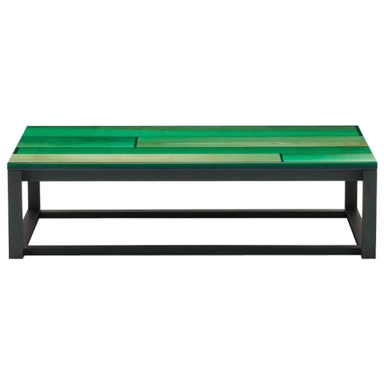 Iro Low Table in Green Stained Ash and Ocean Green by Jo Nagasaka