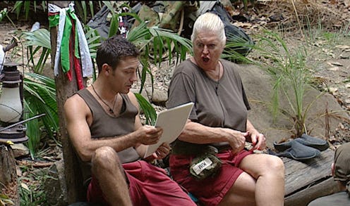 I'm A Celeb 2009 contestants Gino D'Acampo and Kim Woodburn do a quiz in camp
