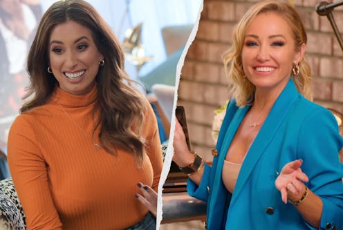 A side by side composite of Stacey Solomon and Mary Fitzgerald. Stacey Solomon sits on a leopard pri...