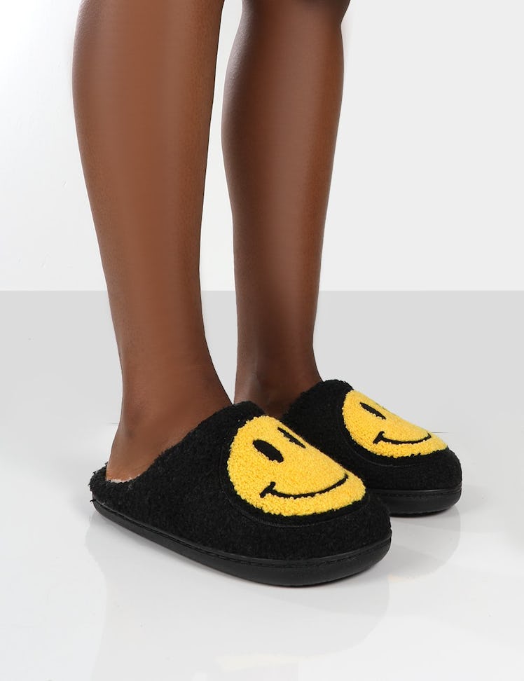 Smile Printed Smiley Face Slippers Public Desire