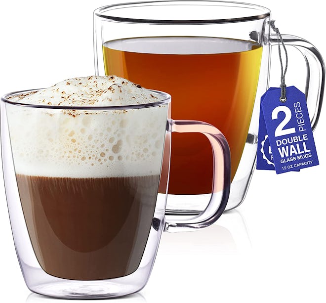 Eparé Double Wall Glass Coffee Mugs (2-Pack) 