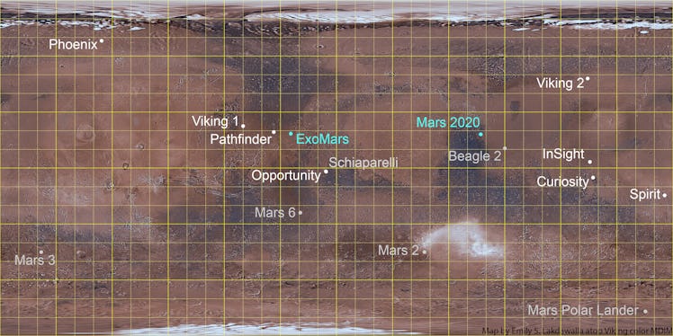 map of landing sites