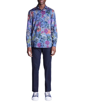 Etro Men's Floral Print Cotton Long-Sleeve Shirt