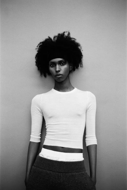 Model wearing clothing from Joseph Altuzarra's ALTU Genderful Brand.