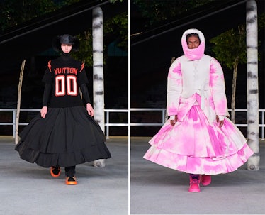 Two looks from Virgil Abloh's final Louis Vuitton menswear collection