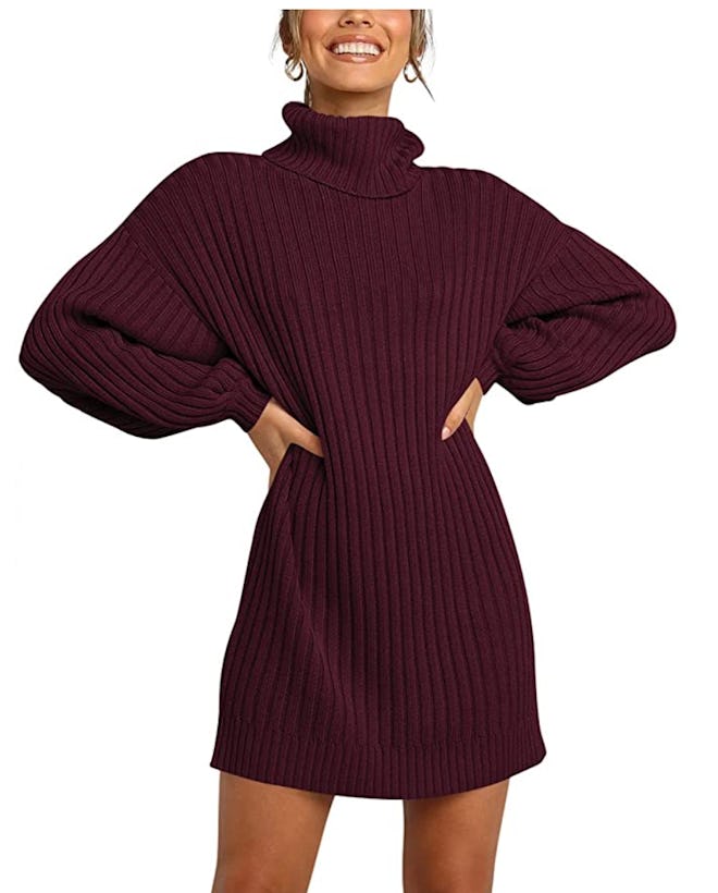 ANRABESS Oversized Turtleneck Sweater Dress