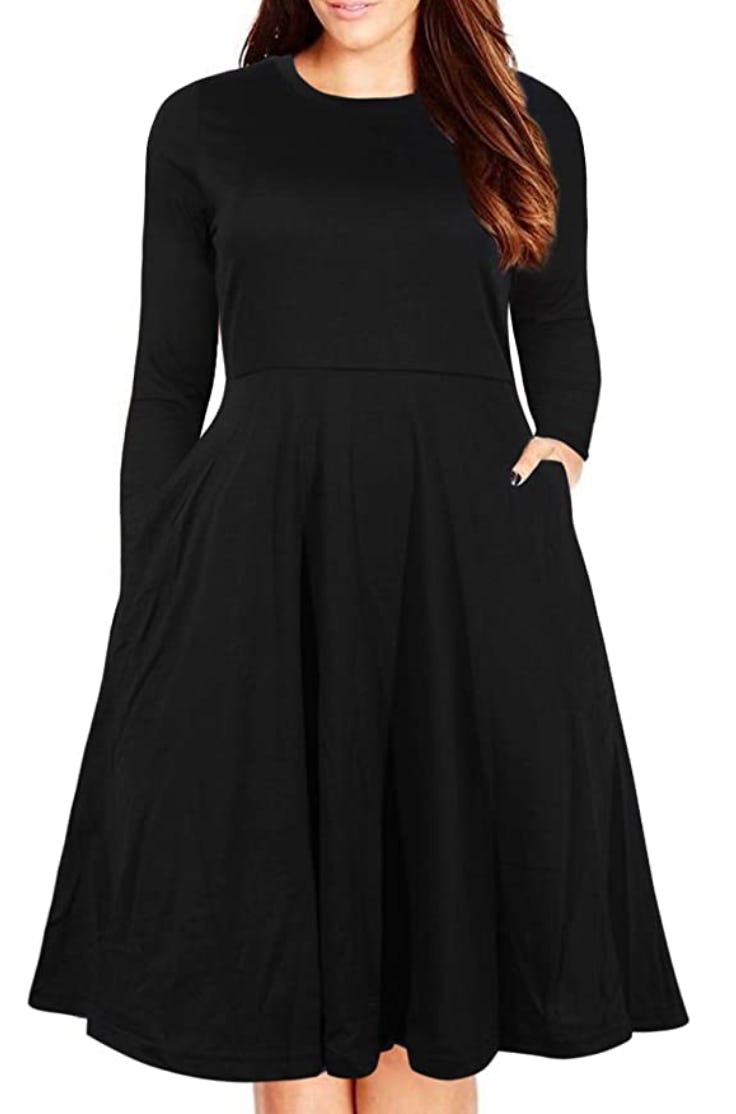 Nemidor Long-Sleeve Midi Dress with Pocket
