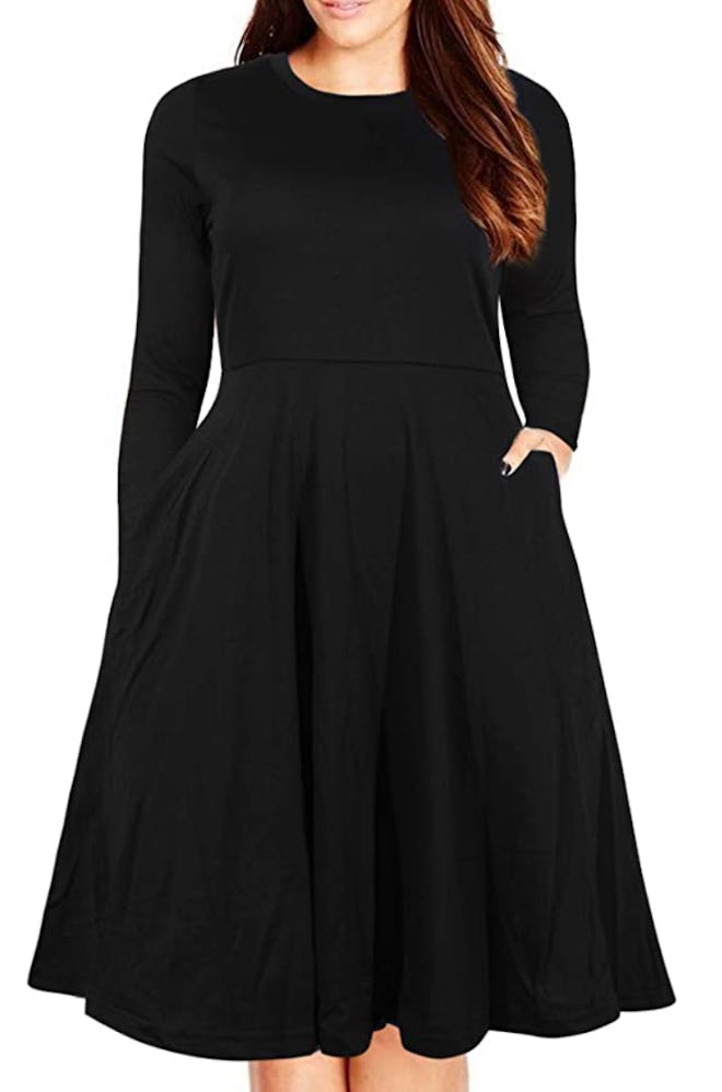 Nemidor Long-Sleeve Midi Dress with Pocket