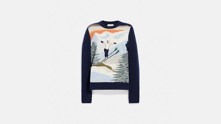 Coach Holiday Intarsia Sweater In Recycled Wool And Cashmere.