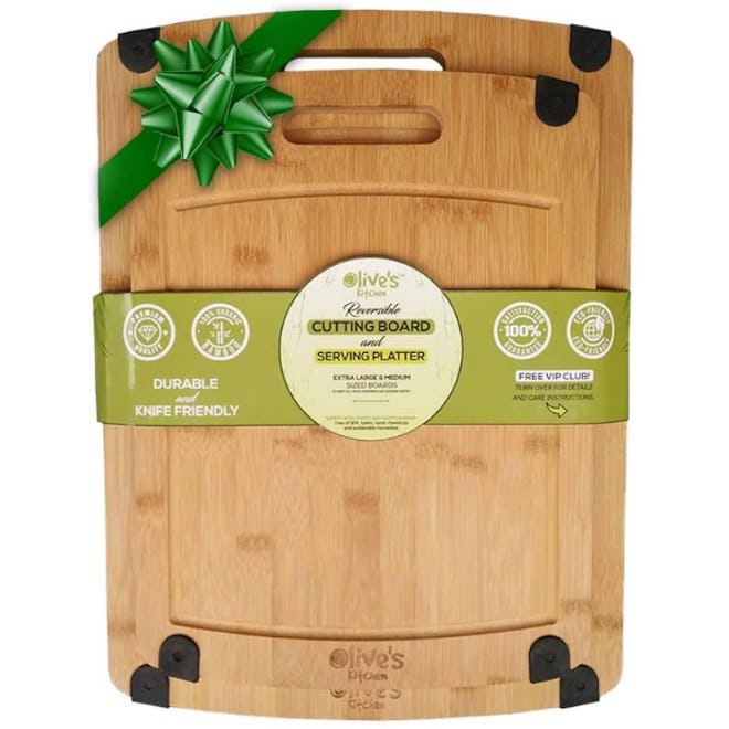 Olive's Kitchen Organic Bamboo Cutting Board Set (2-Pack)