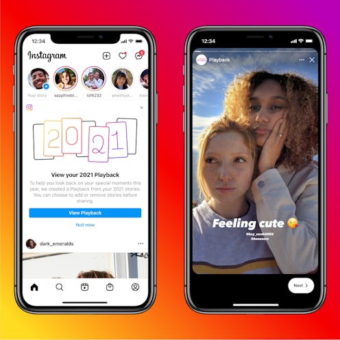 A screenshot of Instagram's Year In Review 2021 playback feature.