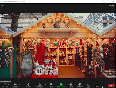 These holiday Zoom backgrounds include a festive market.