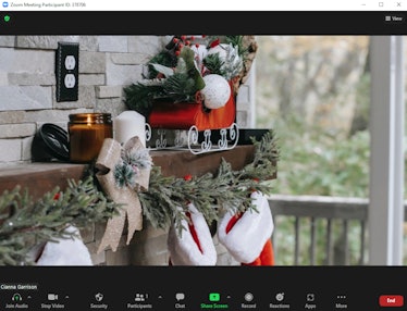 These holiday Zoom backgrounds include festive fireplaces and stockings.