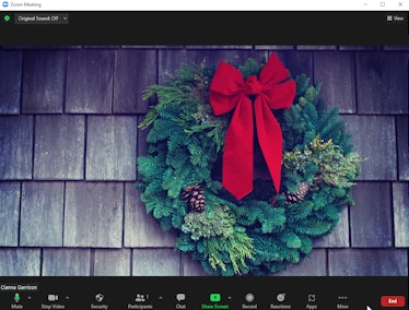 These holiday Zoom backgrounds include festive Christmas wreaths.