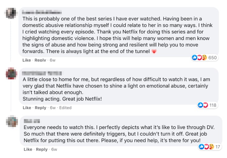 screenshots of comments from Facebook:   “This is probably one of the best series I have ever watche...