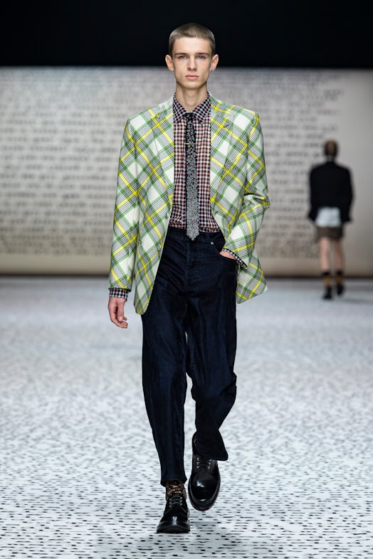 Dior men's fall 2022 checkered jacket look
