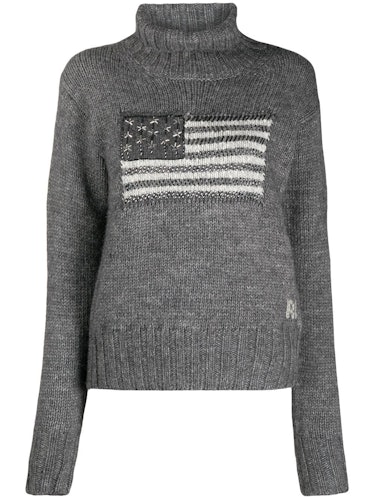 Polo Ralph Lauren gray American flag sweater.