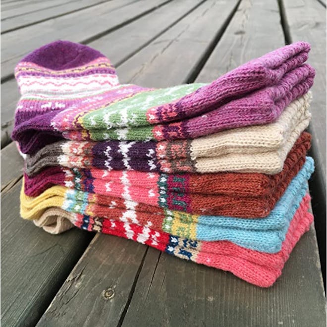YZKKE Wool Crew Socks (5-Pack)