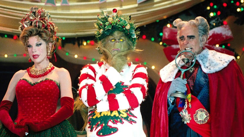 Christine Baranski, Jim Carrey, Jeffrey Tambor in 'How The Grinch Stole Christmas'.