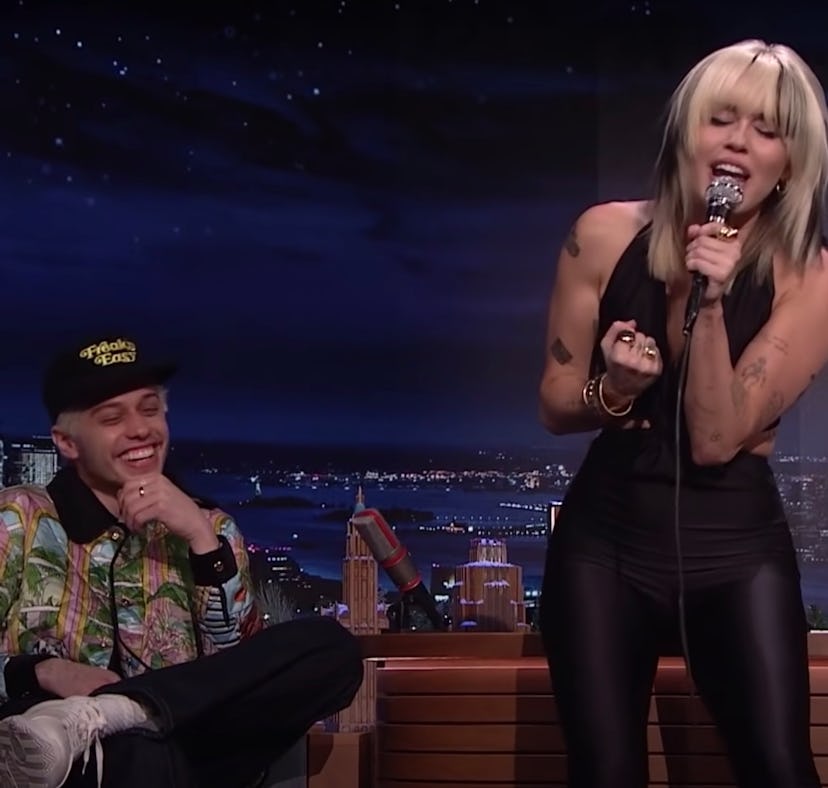 Miley Cyrus sang to Pete Davidson about Kim Kardashian.
