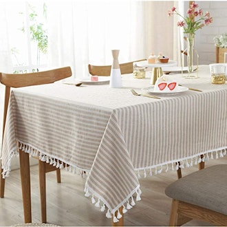Bringsine Stripe Tassel Tablecloth