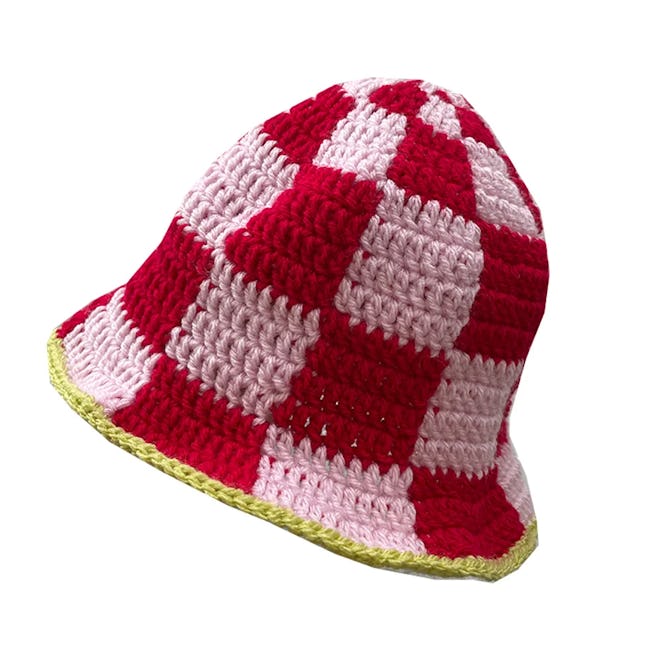 Cowgrl Crochets red check crochet hat