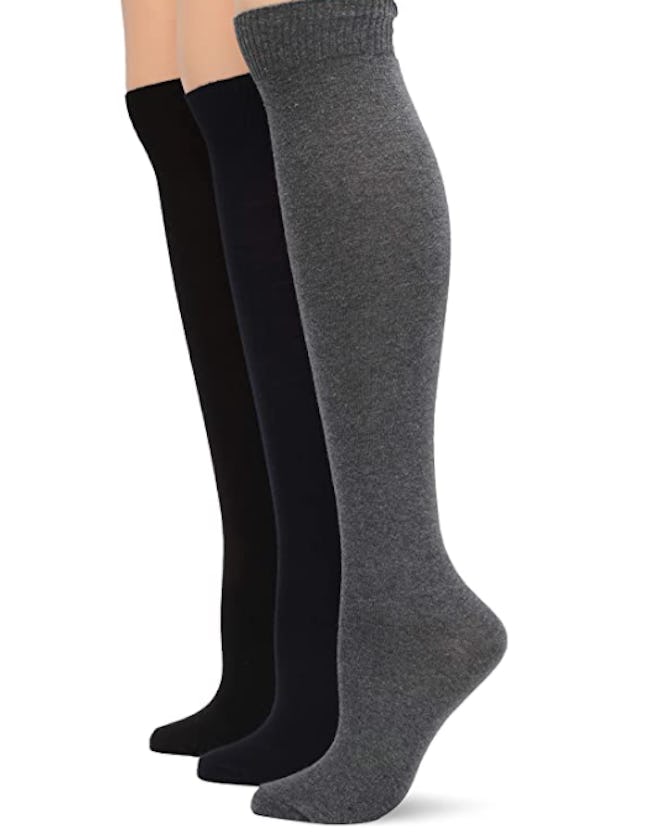 Hue Flat Knit Knee High Socks (3 Pairs)