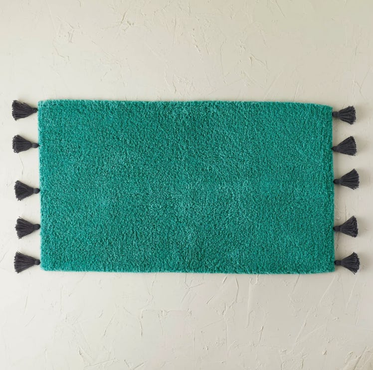 20"x32" Natural Scallop Tufted Bath Rug Teal