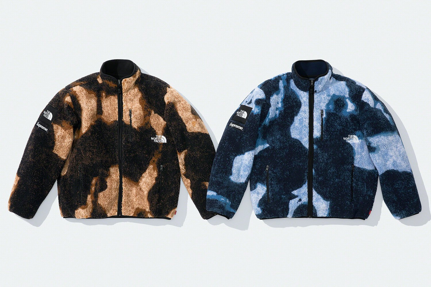 Supreme and The North Face hit outerwear with a 'bleached denim' print