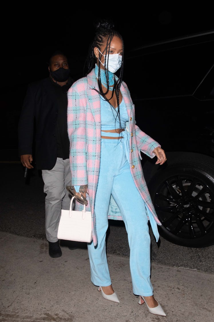 Rihanna wearing a vintage Chanel coat