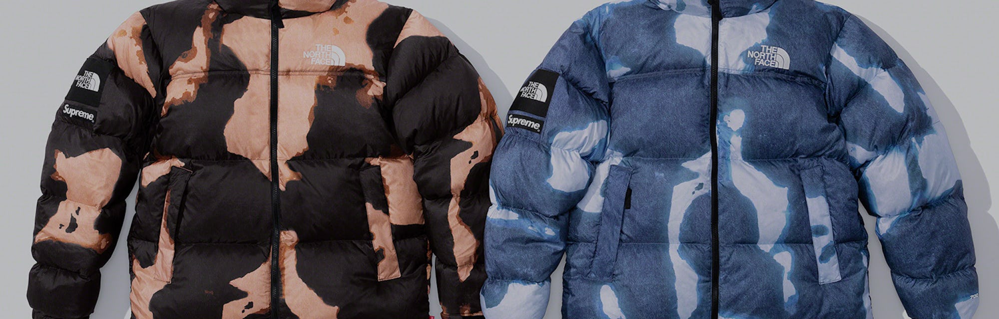 Supreme The North Face Bleached Denim Nuptse Jacket