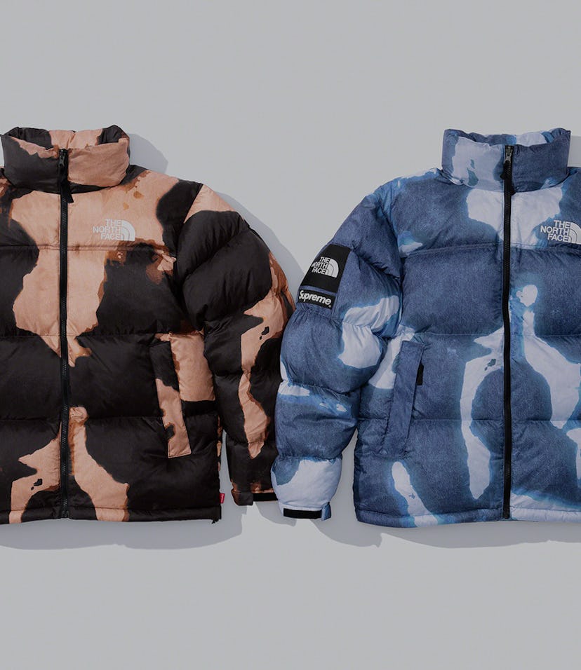 Supreme The North Face Bleached Denim Nuptse Jacket