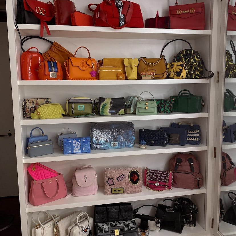 A photo of Gigi Hadid's bag collection.