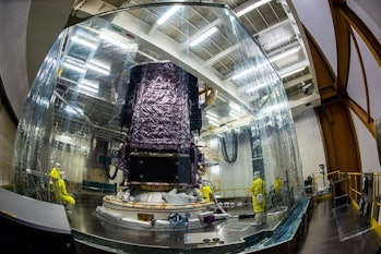 James Webb Space Telescope on the Ariane 5 in clean room